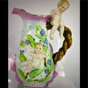German Porcelain Pitcher Baby on Handle Sitzendorf